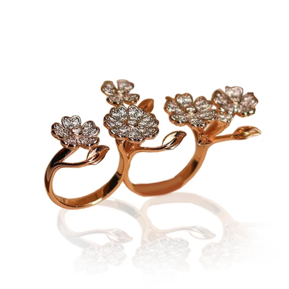 Bague Wild flower or jaune et diamants